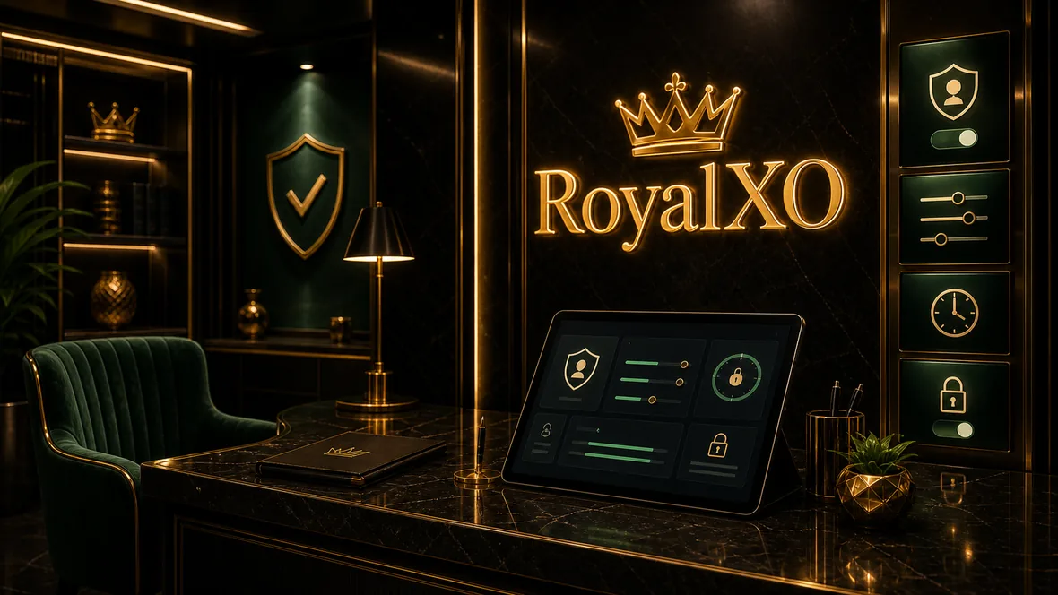 RoyalXO account controls and cashier scene